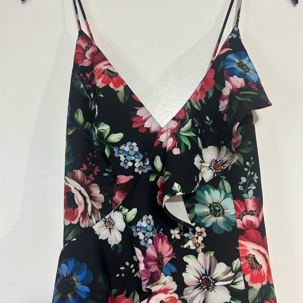 Black Halo Leni Floral Ruffle Black and Pink Dress Sz 6 - Picture 10 of 10